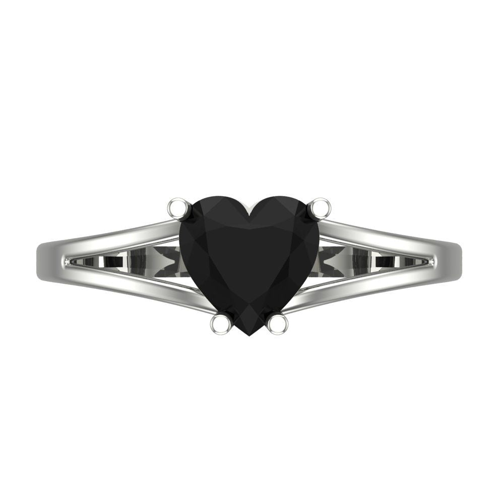 1 cttw Natural Onyx Solitaire  Engagement Ring - Solid Gold (Heart Cut,6.5mm)