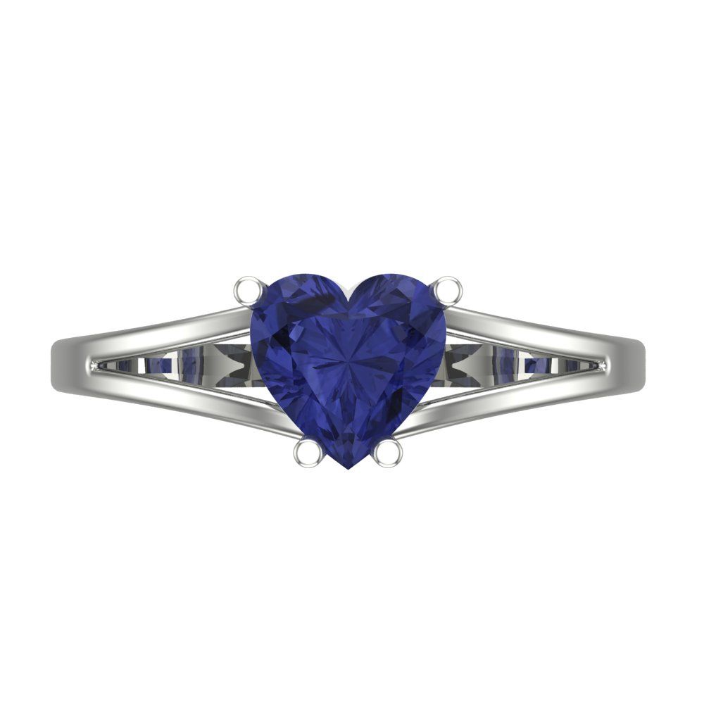 1 cttw Simulated Tanzanite Solitaire  Engagement Ring - Solid Gold (Heart Cut,6.5mm)