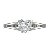 1.0 ct  Brilliant Heart Cut Natural Diamond Stone Clarity SI1-2 Color G-H White Gold Solitaire Ring