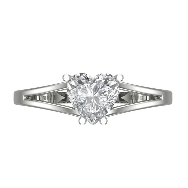 1.0 ct  Brilliant Heart Cut Natural Diamond Stone Clarity SI1-2 Color G-H White Gold Solitaire Ring