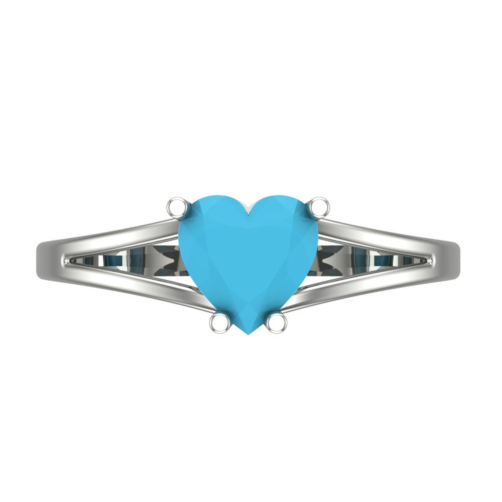 1 cttw Simulated Turquoise Solitaire  Engagement Ring - Solid Gold (Heart Cut,6.5mm)