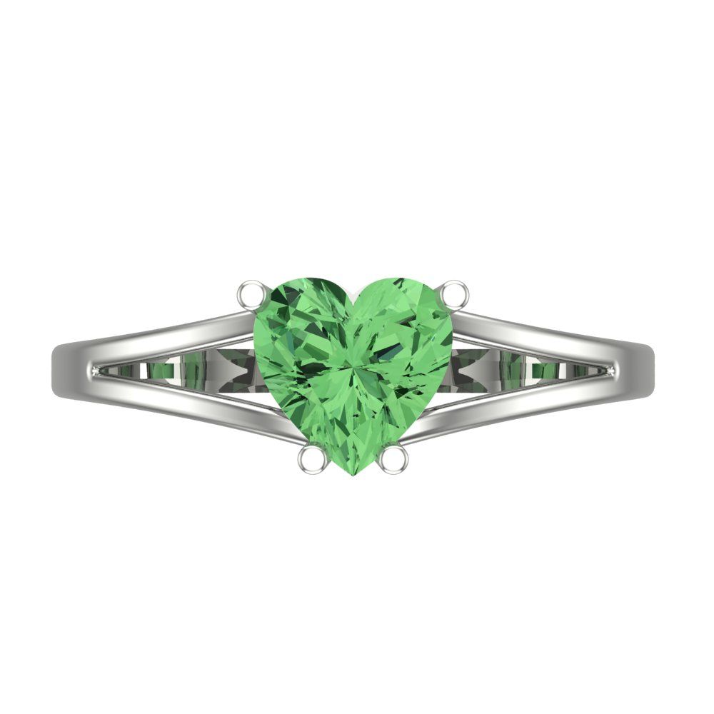 1 cttw Zirconia Simulated Green Diamond Solitaire  Engagement Ring - Solid Gold (VVS1, Heart Cut,6.5mm)