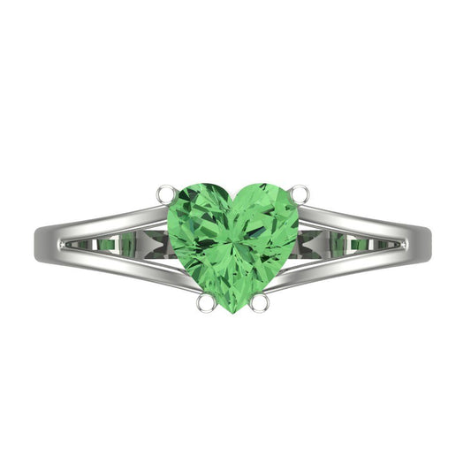 1 cttw Zirconia Simulated Green Diamond Solitaire  Engagement Ring - Solid White Gold (VVS1, Heart Cut,6.5mm)