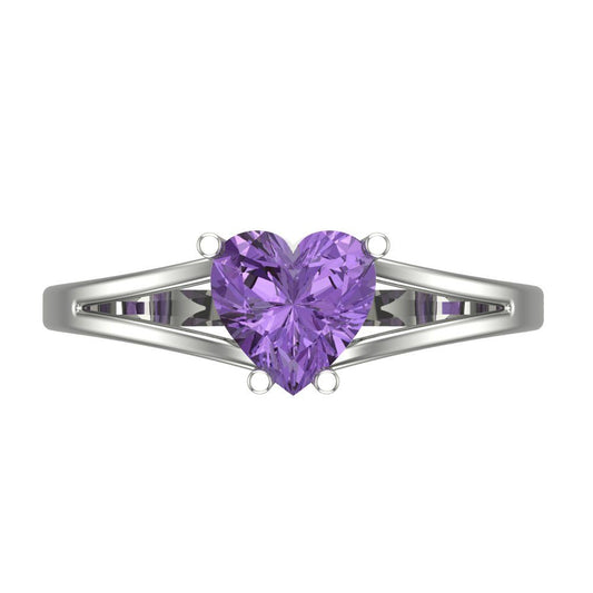 1 cttw Simulated Alexandrite Solitaire  Engagement Ring - Solid White Gold (VVS1, Heart Cut,6.5mm)