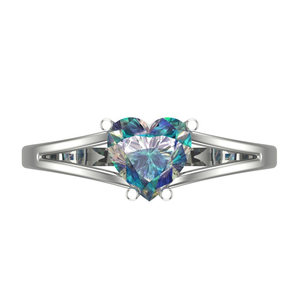 1 cttw Blue Moissanite Solitaire  Engagement Ring - Solid Gold (Heart Cut,6.5mm)