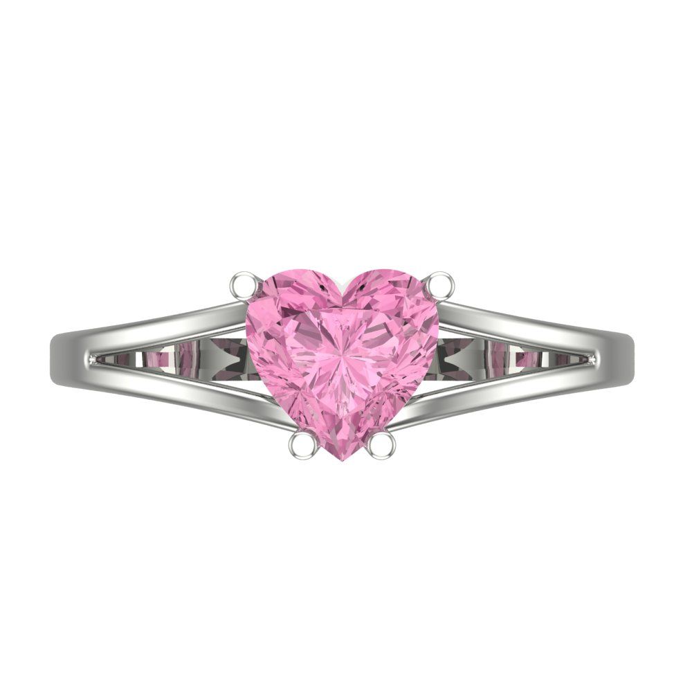 1 cttw Zirconia Simulated Pink Diamond Solitaire  Engagement Ring - Solid Gold (VVS1, Heart Cut,6.5mm)