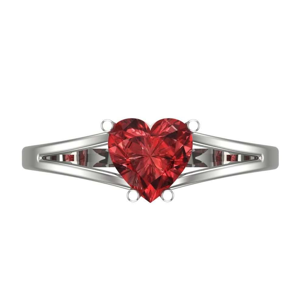 1 cttw Natural Garnet Solitaire  Engagement Ring - Solid Gold (Heart Cut,6.5mm)