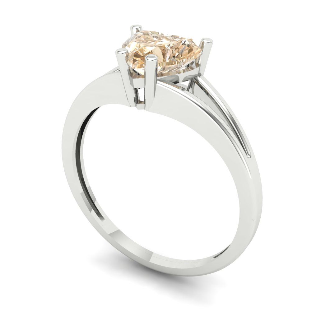 1 cttw Natural Morganite Solitaire  Engagement Ring - Solid Gold (Heart Cut,6.5mm)