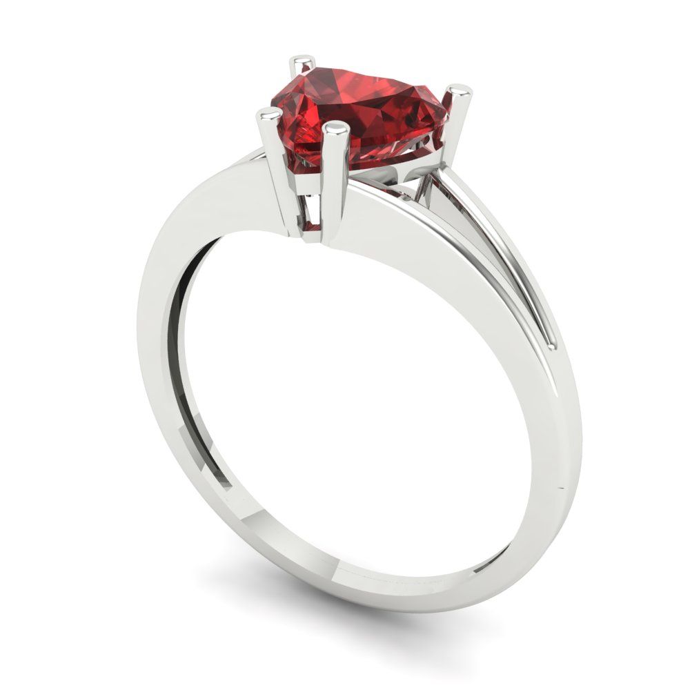 1 cttw Natural Garnet Solitaire  Engagement Ring - Solid Gold (Heart Cut,6.5mm)