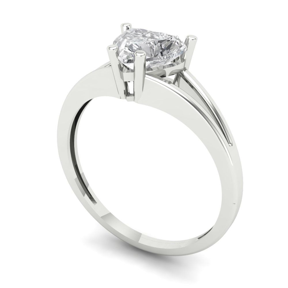 1 cttw Zirconia Simulated Diamond Solitaire  Engagement Ring - Solid Gold (VVS1, Heart Cut,6.5mm)