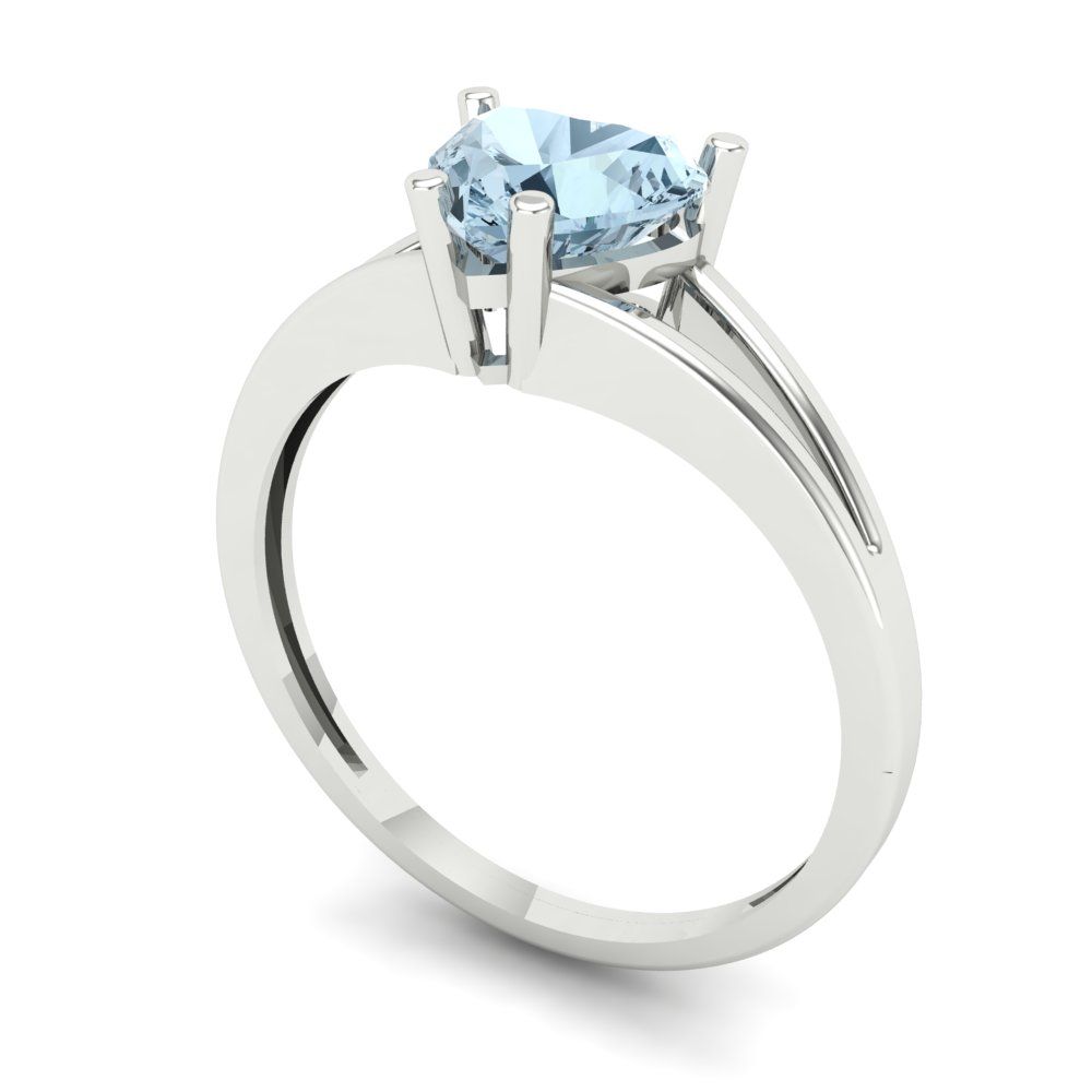 1 cttw Natural Sky Blue Topaz Solitaire  Engagement Ring - Solid Gold (Heart Cut,6.5mm)