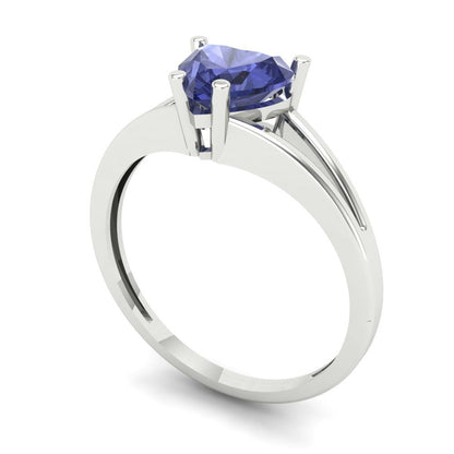 1 cttw Simulated Tanzanite Solitaire  Engagement Ring - Solid Gold (Heart Cut,6.5mm)