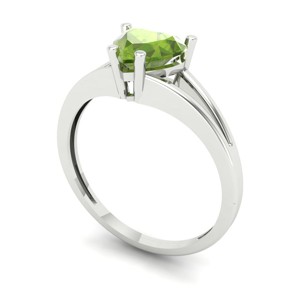 1 cttw Natural Peridot Solitaire  Engagement Ring - Solid Gold (Heart Cut,6.5mm)