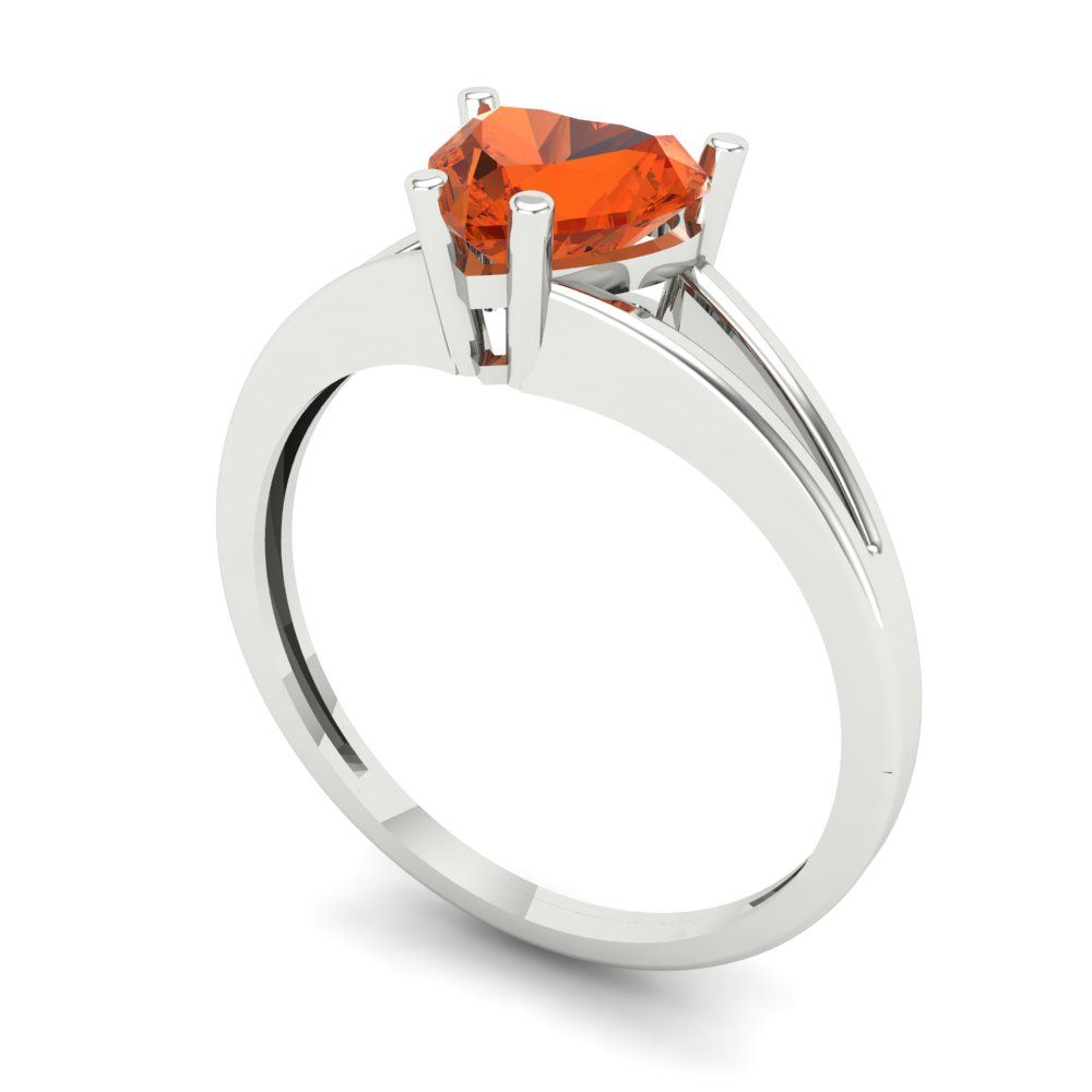 1 cttw Zirconia Simulated Red Diamond Solitaire  Engagement Ring - Solid Gold (VVS1, Heart Cut,6.5mm)