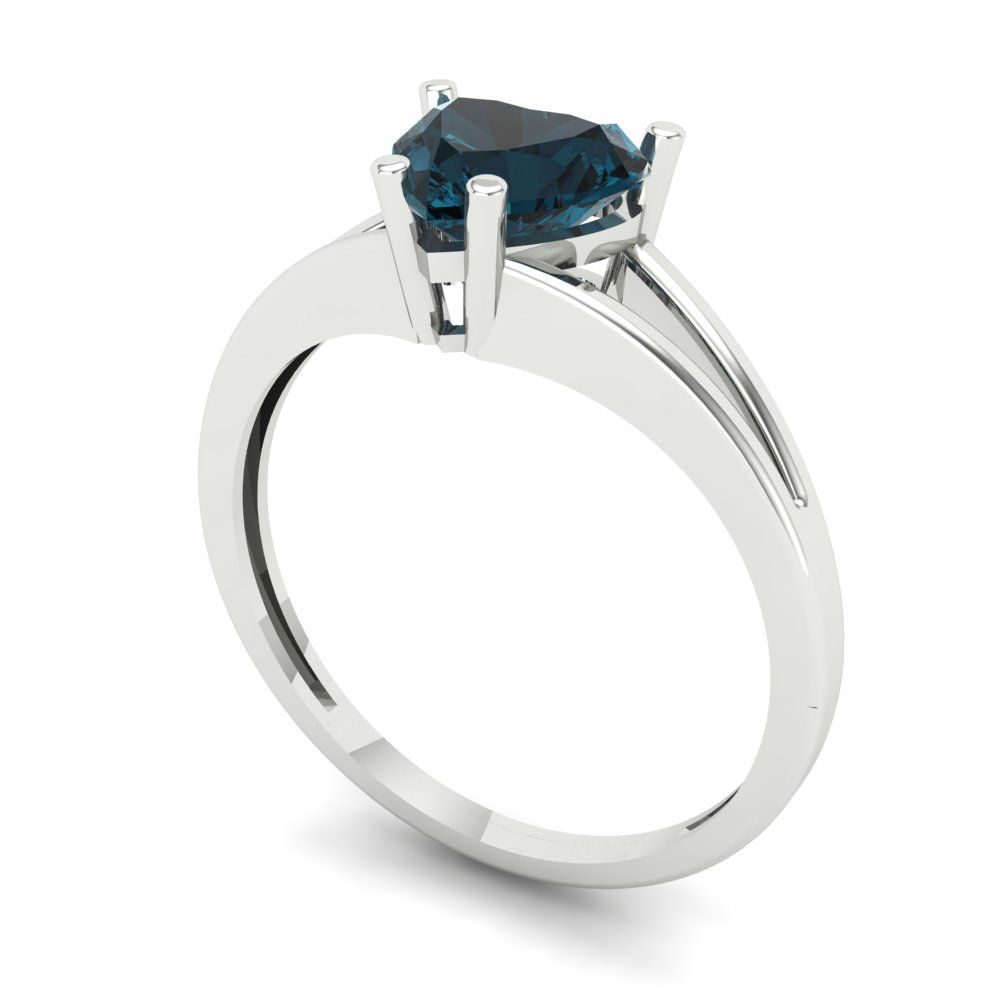 1 cttw Natural London Blue Topaz Solitaire  Engagement Ring - Solid Gold (Heart Cut,6.5mm)