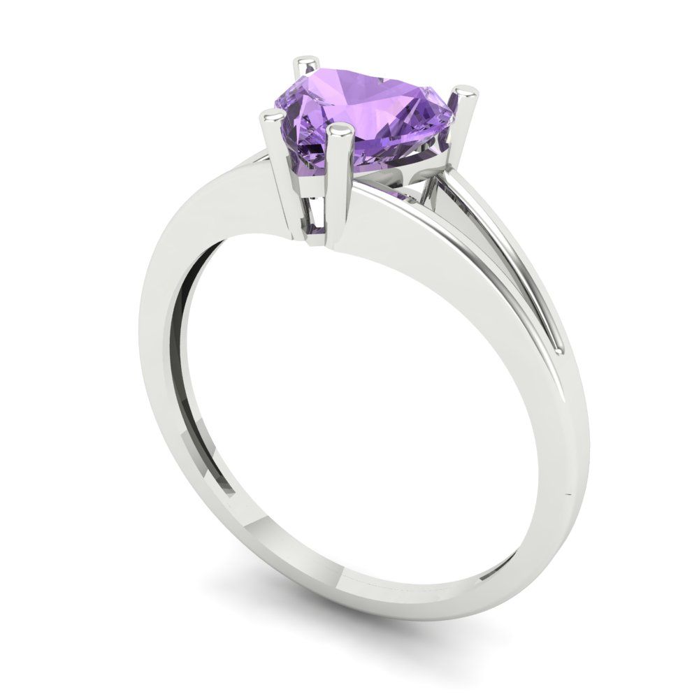 1 cttw Simulated Alexandrite Solitaire  Engagement Ring - Solid Gold (Heart Cut,6.5mm)