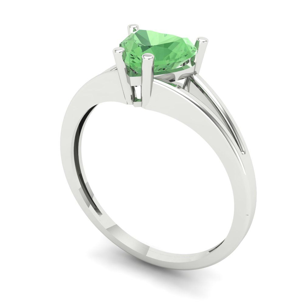 1 cttw Zirconia Simulated Green Diamond Solitaire  Engagement Ring - Solid Gold (VVS1, Heart Cut,6.5mm)