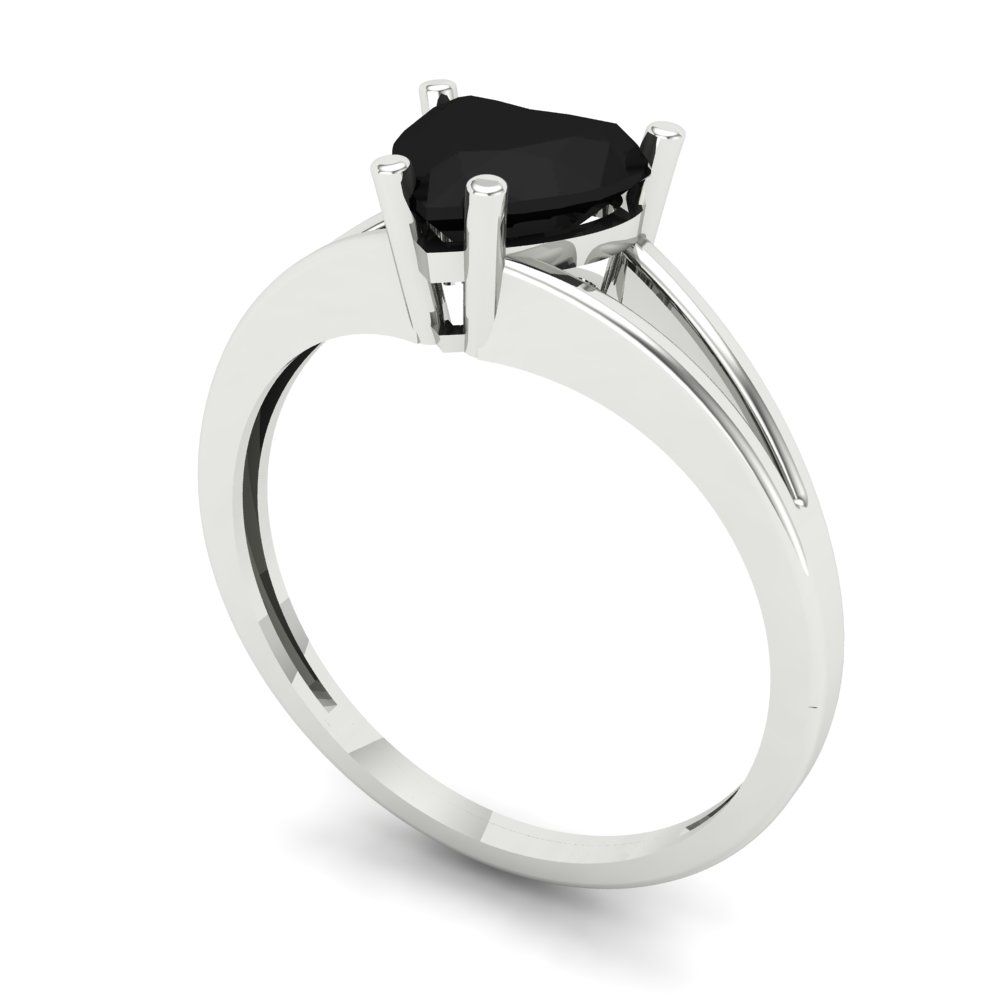 1 cttw Natural Onyx Solitaire  Engagement Ring - Solid Gold (Heart Cut,6.5mm)