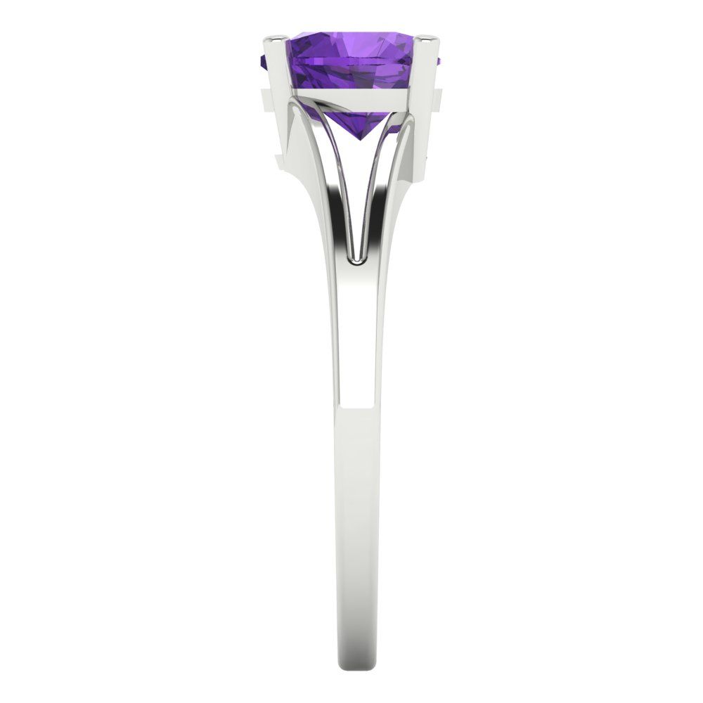 1 cttw Natural Amethyst Solitaire  Engagement Ring - Solid Gold (Heart Cut,6.5mm)