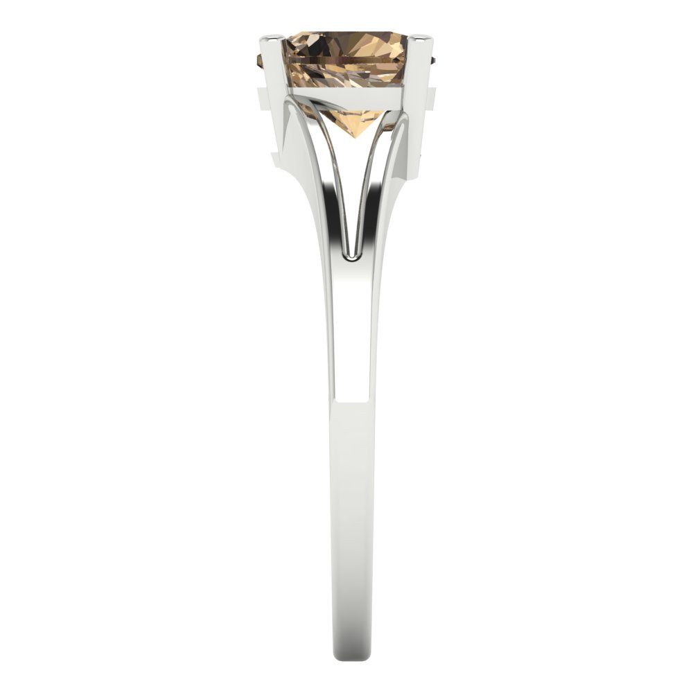 1 cttw Zirconia Simulated Champagne Diamond Solitaire  Engagement Ring - Solid Gold (VVS1, Heart Cut,6.5mm)