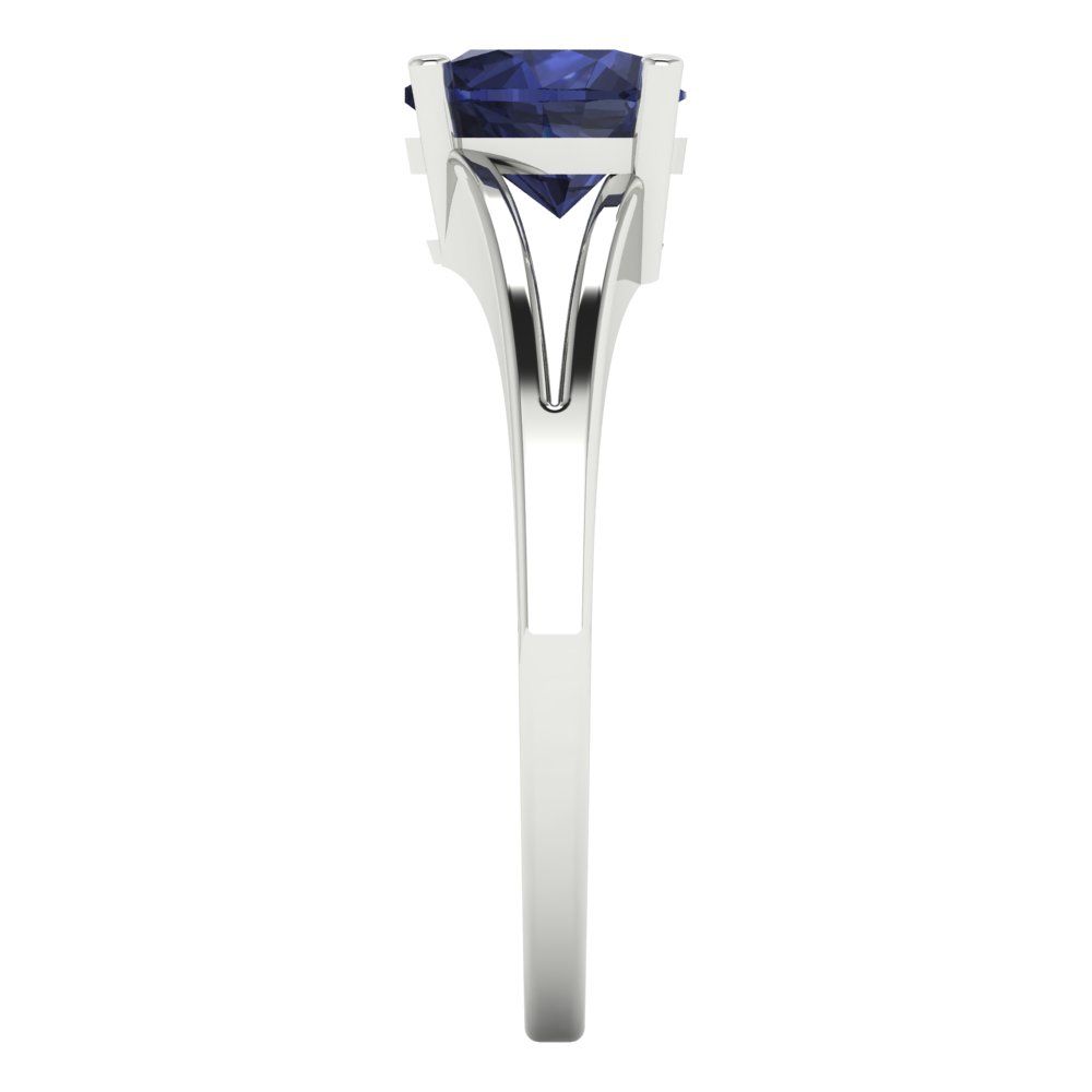 1 cttw Simulated Blue Sapphire Solitaire  Engagement Ring - Solid Gold (Heart Cut,6.5mm)