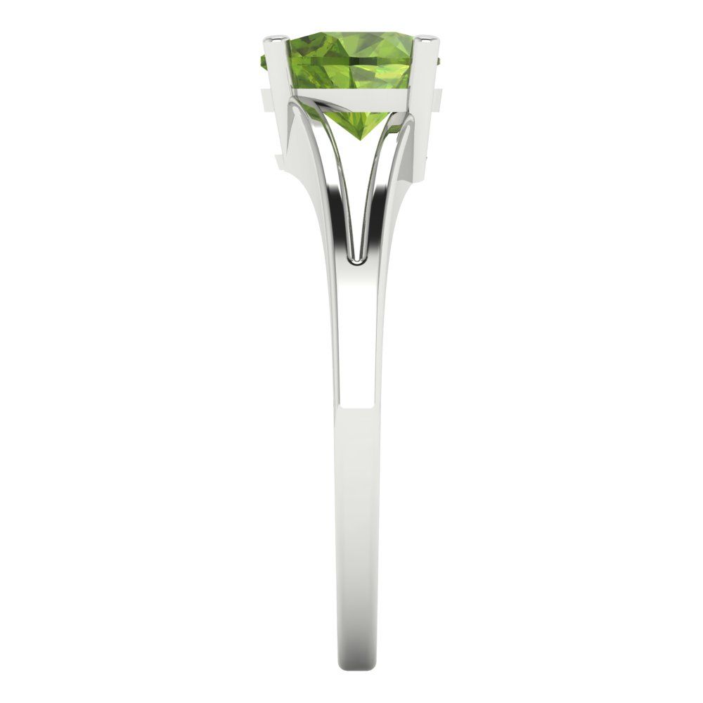 1.0 ct  Brilliant Heart Cut Natural Peridot Stone White Gold Solitaire Engagement Ring