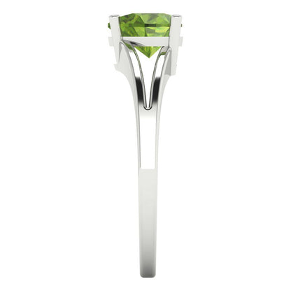 1.0 ct  Brilliant Heart Cut Natural Peridot Stone White Gold Solitaire Engagement Ring
