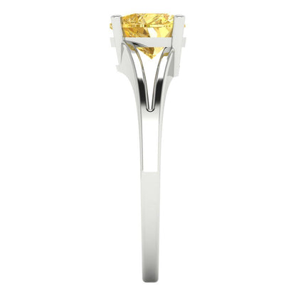 1 cttw Zirconia Simulated Yellow Diamond Solitaire  Engagement Ring - Solid Gold (VVS1, Heart Cut,6.5mm)