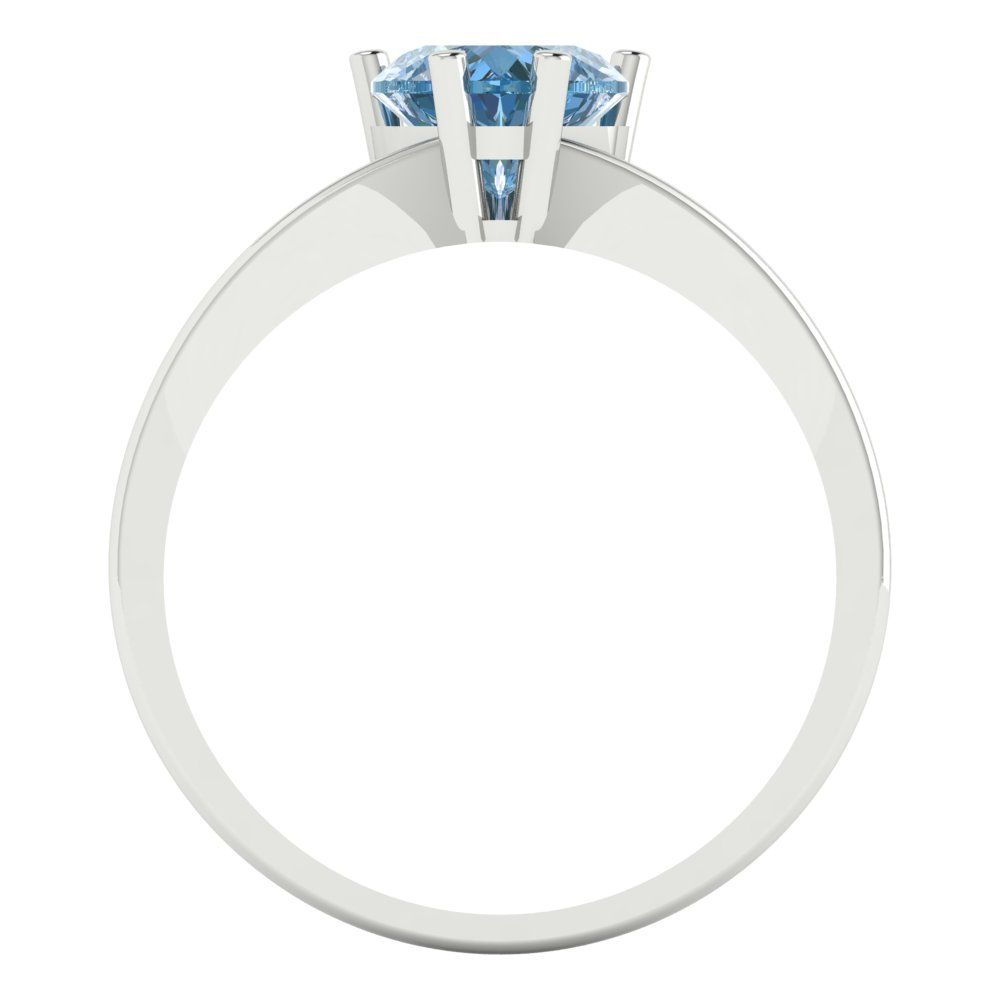 1 cttw Zirconia Simulated Blue Diamond Solitaire  Engagement Ring - Solid Gold (VVS1, Heart Cut,6.5mm)