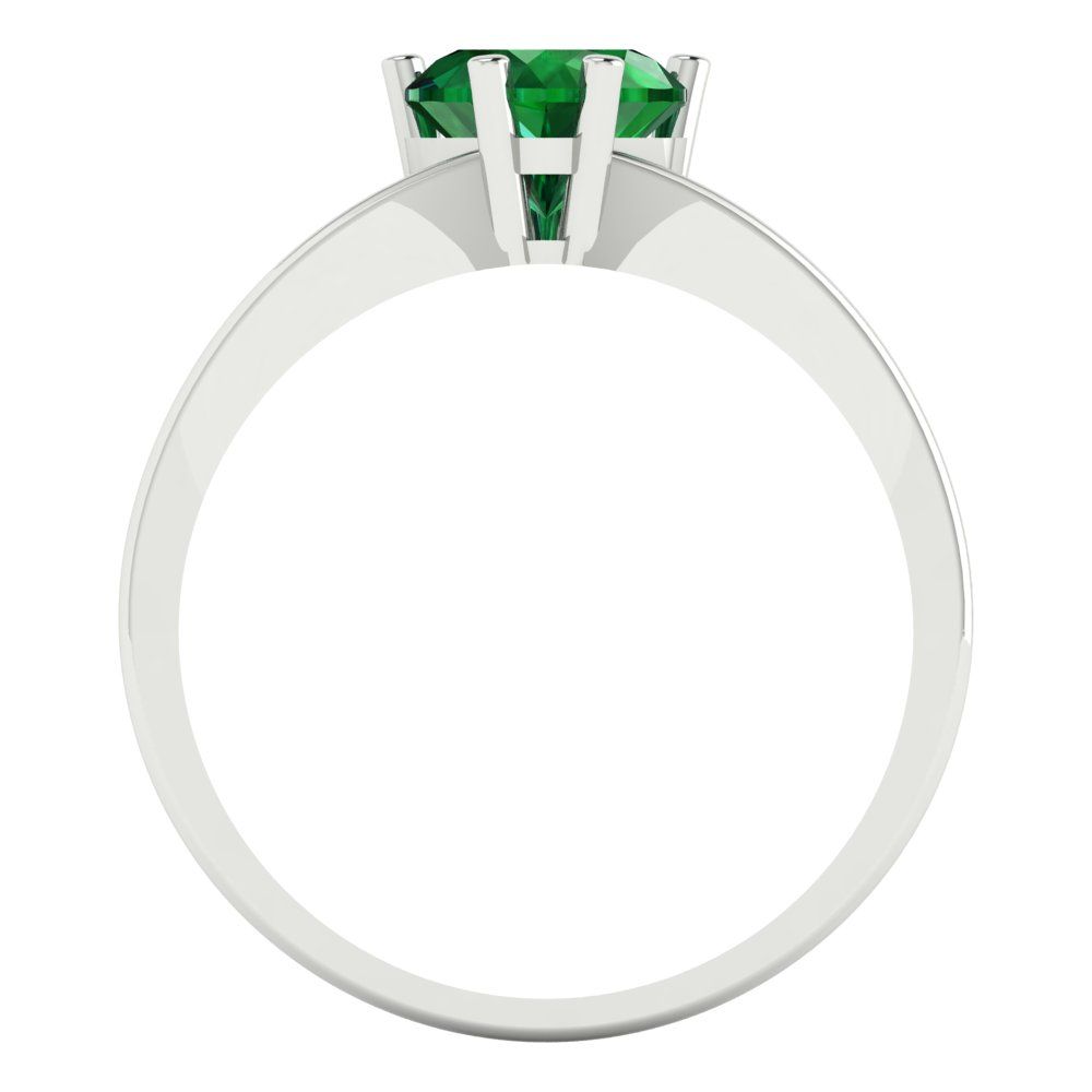 1 cttw Simulated Emerald Solitaire  Engagement Ring - Solid Gold (Heart Cut,6.5mm)