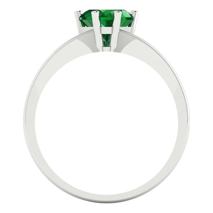 1 cttw Simulated Emerald Solitaire  Engagement Ring - Solid Gold (Heart Cut,6.5mm)