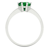 1.0 ct  Brilliant Heart Cut Simulated Emerald Stone White Gold Solitaire Ring