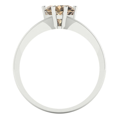 1 cttw Yellow Moissanite Solitaire  Engagement Ring - Solid White Gold (VVS1, Heart Cut,6.5mm)