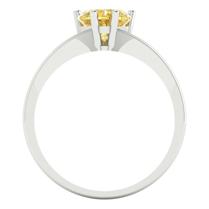 1 cttw Zirconia Simulated Yellow Diamond Solitaire  Engagement Ring - Solid Gold (VVS1, Heart Cut,6.5mm)