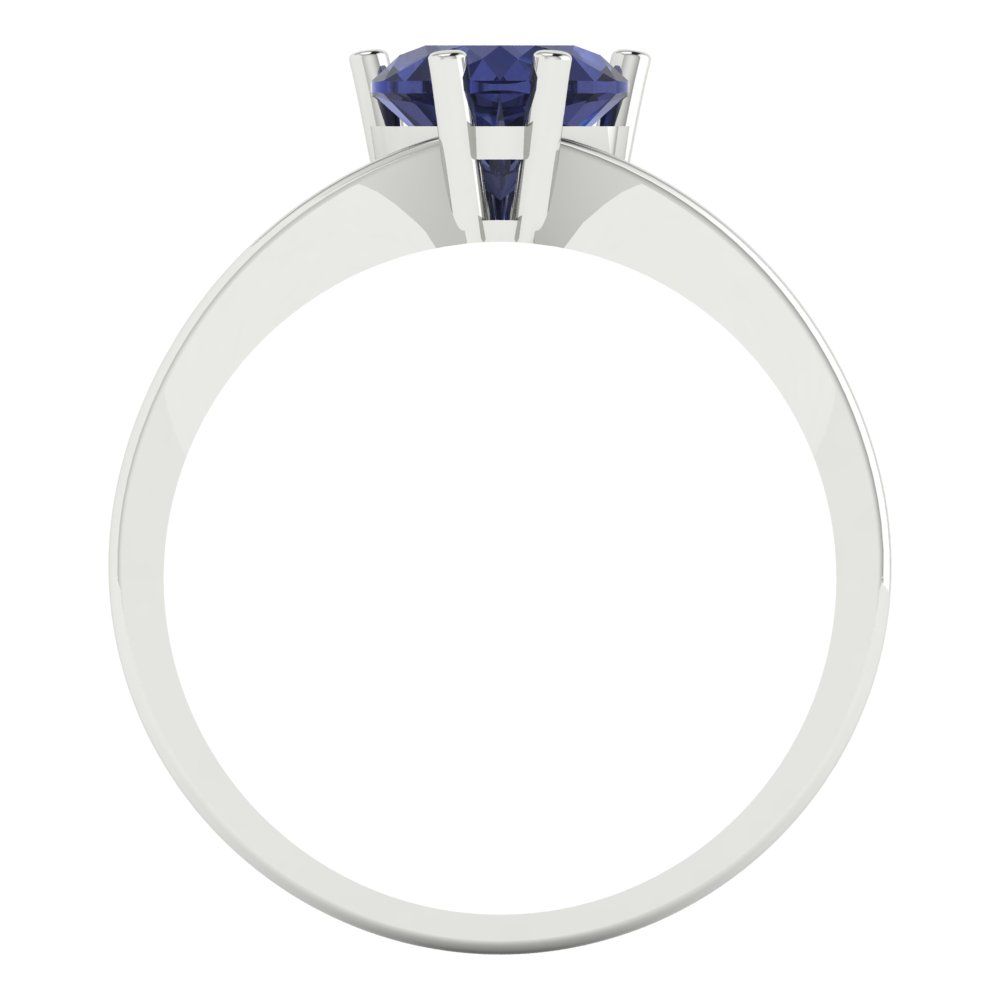 1 cttw Simulated Blue Sapphire Solitaire  Engagement Ring - Solid Gold (Heart Cut,6.5mm)