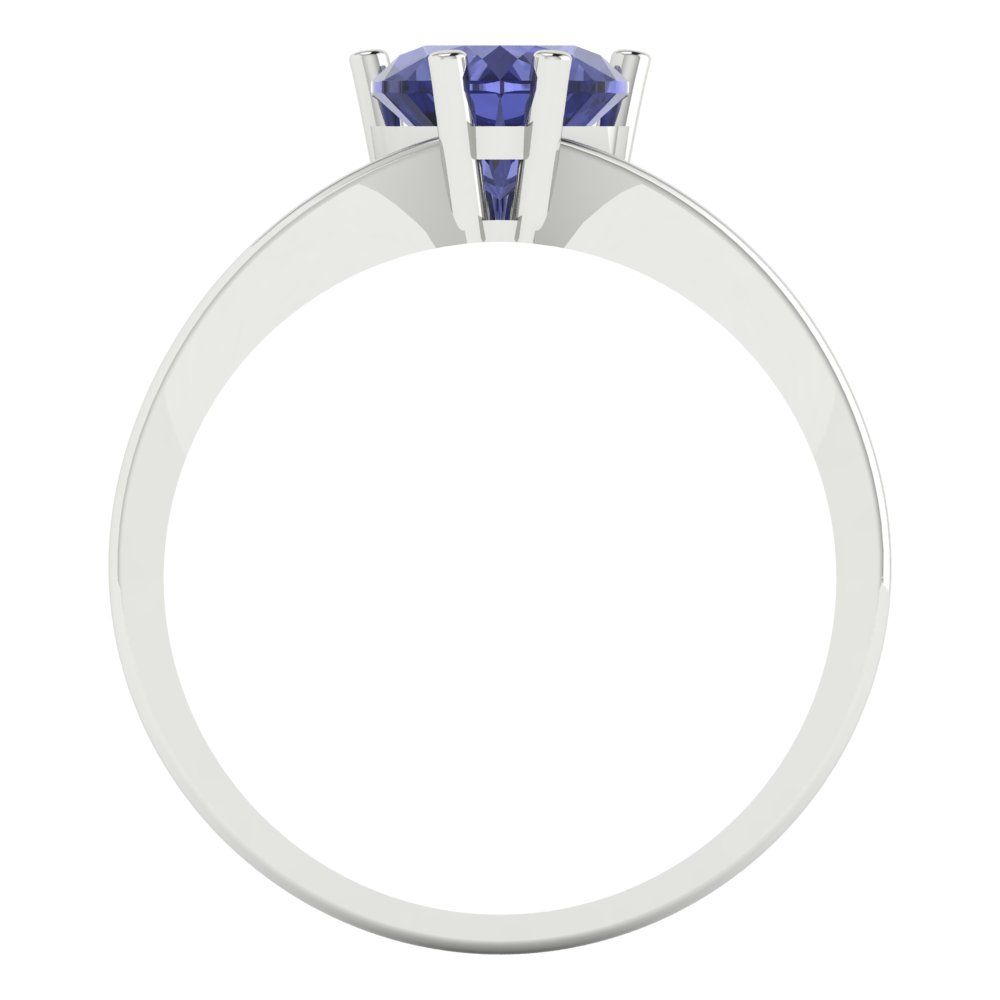 1 cttw Simulated Tanzanite Solitaire  Engagement Ring - Solid Gold (Heart Cut,6.5mm)
