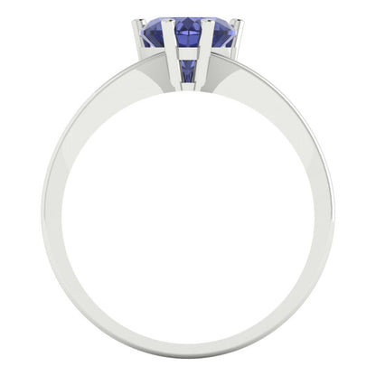 1 cttw Simulated Tanzanite Solitaire  Engagement Ring - Solid Gold (Heart Cut,6.5mm)