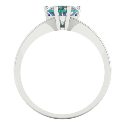 1 cttw Blue Moissanite Solitaire  Engagement Ring - Solid Gold (Heart Cut,6.5mm)