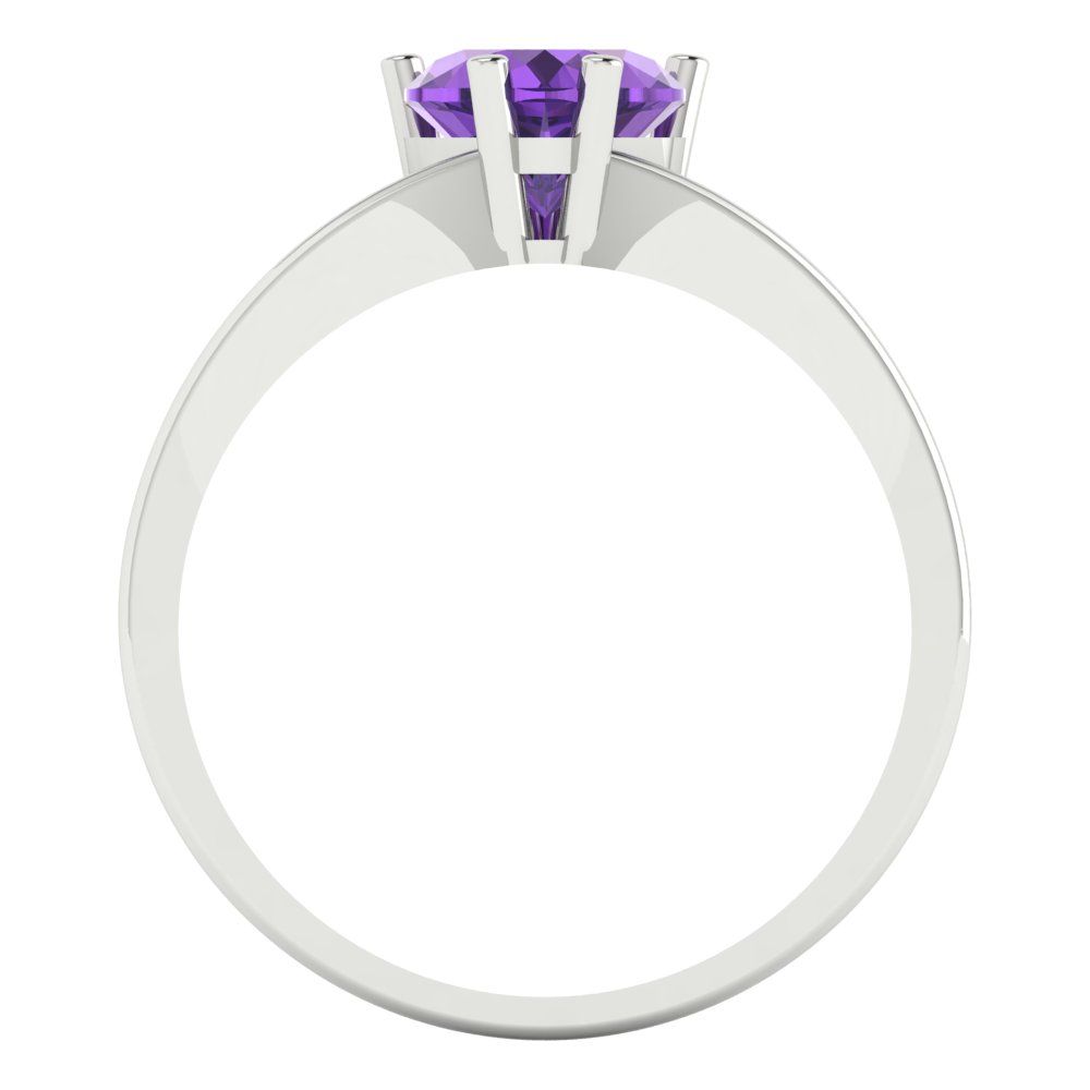 1 cttw Natural Amethyst Solitaire  Engagement Ring - Solid Gold (Heart Cut,6.5mm)