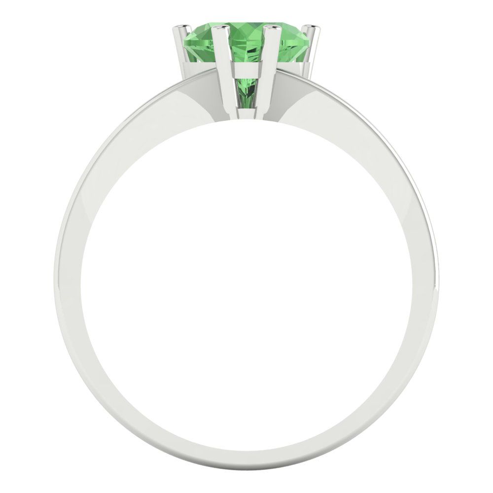 1 cttw Zirconia Simulated Green Diamond Solitaire  Engagement Ring - Solid Gold (VVS1, Heart Cut,6.5mm)