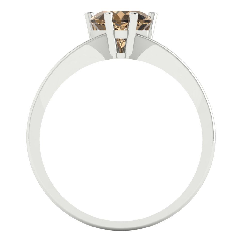 1 cttw Zirconia Simulated Champagne Diamond Solitaire  Engagement Ring - Solid Gold (VVS1, Heart Cut,6.5mm)