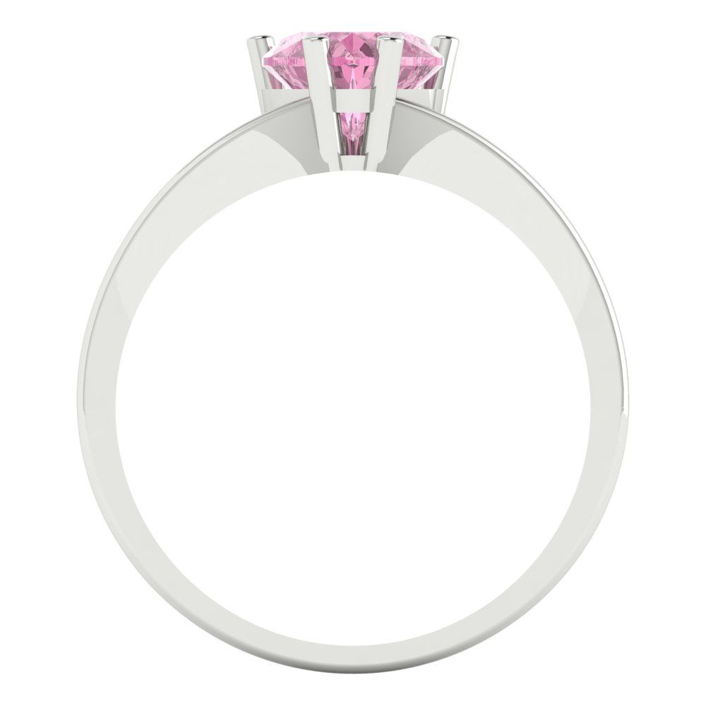 1 cttw Zirconia Simulated Pink Diamond Solitaire  Engagement Ring - Solid Gold (VVS1, Heart Cut,6.5mm)