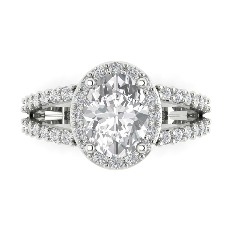 2.78 ct Brilliant Oval Cut Natural Diamond Stone Clarity SI1-2 Color G-H White Gold Halo Solitaire with Accents Ring