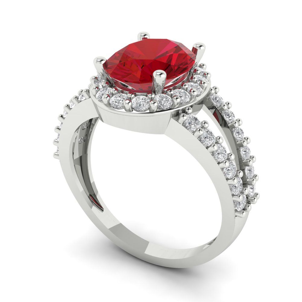 2.6 cttw Simulated Pink Tourmaline Solitaire with Zirconia Simulated Diamond Accents Engagement Ring - Solid Gold (Oval Cut,9x7mm)