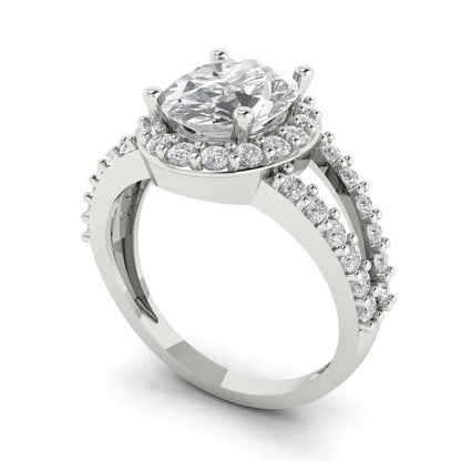 2.6 cttw White Sapphire Solitaire with Zirconia Simulated Diamond Accents Engagement Ring - Solid White Gold (VVS1, Oval Cut,9x7mm)