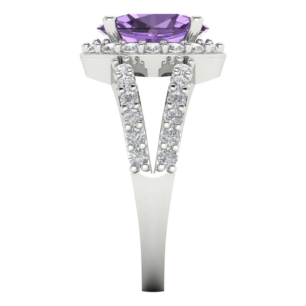 2.6 cttw Simulated Alexandrite Solitaire with Zirconia Simulated Diamond Accents Engagement Ring - Solid Gold (Oval Cut,9x7mm)