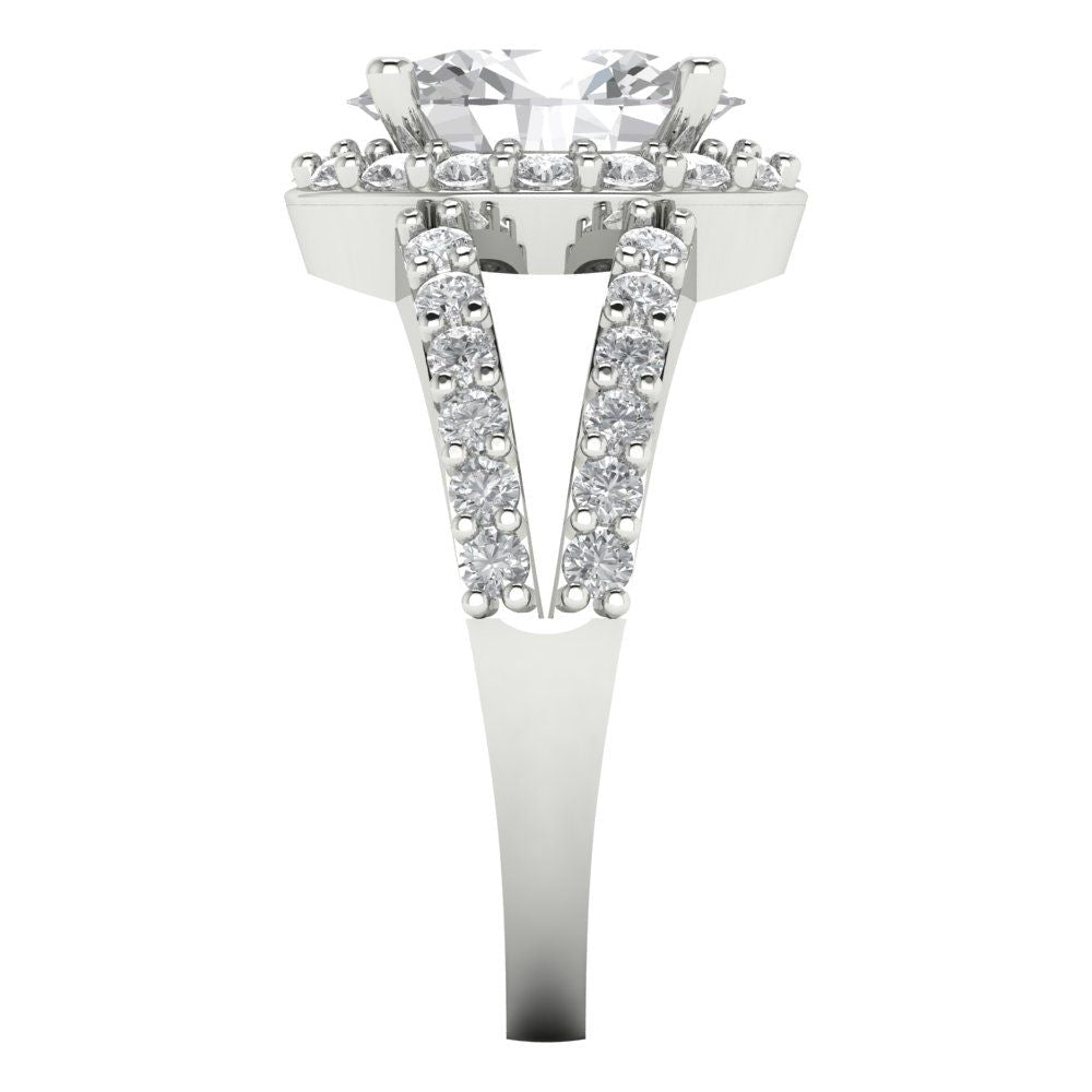 2.6 cttw Zirconia Simulated Diamond Solitaire with Zirconia Simulated Diamond Accents Engagement Ring - Solid Gold (VVS1, Oval Cut,9x7mm)