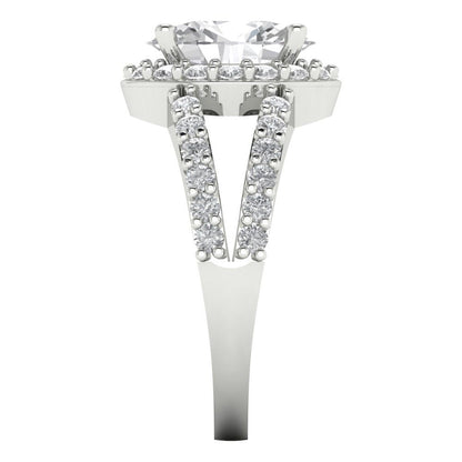 2.6 cttw Zirconia Simulated Diamond Solitaire with Zirconia Simulated Diamond Accents Engagement Ring - Solid Gold (VVS1, Oval Cut,9x7mm)