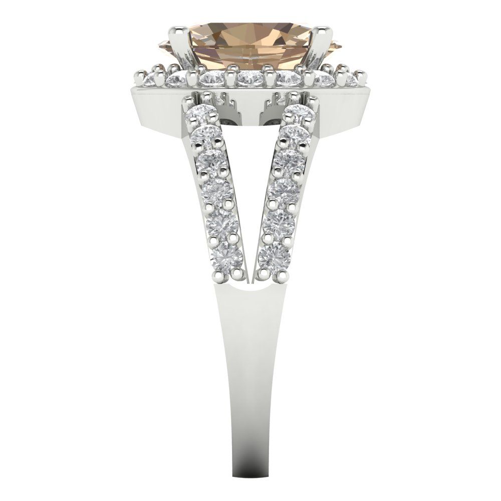 2.6 cttw Yellow Moissanite Solitaire with Zirconia Simulated Diamond Accents Engagement Ring - Solid Gold (Oval Cut,9x7mm)