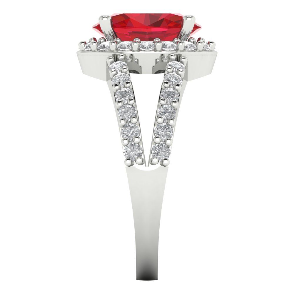 2.6 cttw Simulated Pink Tourmaline Solitaire with Zirconia Simulated Diamond Accents Engagement Ring - Solid Gold (Oval Cut,9x7mm)